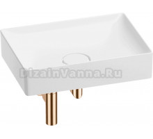 Накладная раковина Wellsee Pure BY Wellsee 201001249 50 глянцевая белая, розовое золото, прямоугольная, фаянс, с 1 отверстием под смеситель