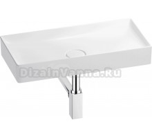 Накладная раковина Wellsee Pure BY Wellsee 201001256 75 глянцевая белая, хром, прямоугольная, фаянс, с 1 отверстием под смеситель