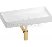 Накладная раковина Wellsee Pure BY Wellsee 201001258 75 глянцевая белая, золото, прямоугольная, фаянс, с 1 отверстием под смеситель