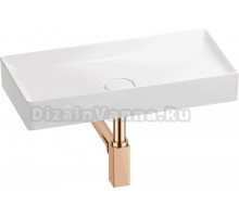 Накладная раковина Wellsee Pure BY Wellsee 201001259 75 глянцевая белая, розовое золото, прямоугольная, фаянс, с 1 отверстием под смеситель