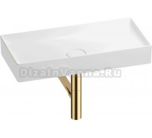 Накладная раковина Wellsee Pure BY Wellsee 201001263 75 глянцевая белая, золото, прямоугольная, фаянс, с 1 отверстием под смеситель