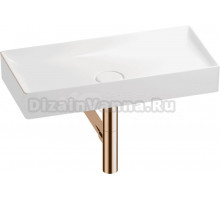 Накладная раковина Wellsee Pure BY Wellsee 201001264 75 глянцевая белая, розовое золото, прямоугольная, фаянс, с 1 отверстием под смеситель