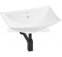 Накладная раковина Wellsee Cerulean 201001382 60 глянцевая белая, матовая черная, прямоугольная, фаянс, с 1 отверстием под смеситель