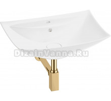 Накладная раковина Wellsee Cerulean 201001383 60 глянцевая белая, золото, прямоугольная, фаянс, с 1 отверстием под смеситель