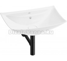 Накладная раковина Wellsee Cerulean 201001387 60 глянцевая белая, матовая черная, прямоугольная, фаянс, с 1 отверстием под смеситель