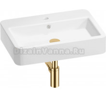 Накладная раковина Wellsee Halcyon 201001278 60 глянцевая белая, золото, прямоугольная, фаянс, с 1 отверстием под смеситель
