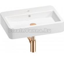 Накладная раковина Wellsee Halcyon 201001279 60 глянцевая белая, розовое золото, прямоугольная, фаянс, с 1 отверстием под смеситель