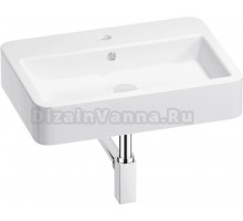 Накладная раковина Wellsee Halcyon 201001281 60 глянцевая белая, хром, прямоугольная, фаянс, с 1 отверстием под смеситель