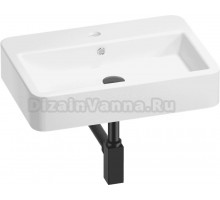 Накладная раковина Wellsee Halcyon 201001282 60 глянцевая белая, матовая черная, прямоугольная, фаянс, с 1 отверстием под смеситель