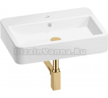Накладная раковина Wellsee Halcyon 201001283 60 глянцевая белая, золото, прямоугольная, фаянс, с 1 отверстием под смеситель