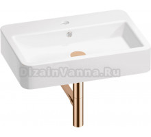 Накладная раковина Wellsee Halcyon 201001289 60 глянцевая белая, розовое золото, прямоугольная, фаянс, с 1 отверстием под смеситель