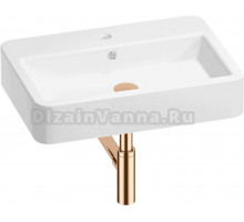 Накладная раковина Wellsee Halcyon 201001294 60 глянцевая белая, розовое золото, прямоугольная, фаянс, с 1 отверстием под смеситель