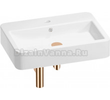 Накладная раковина Wellsee Halcyon 201001299 60 глянцевая белая, розовое золото, прямоугольная, фаянс, с 1 отверстием под смеситель