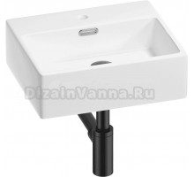 Накладная раковина Wellsee Graceful Pro 201001302 43 глянцевая белая, матовая черная, прямоугольная, фаянс, с 1 отверстием под смеситель