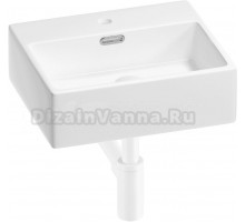 Накладная раковина Wellsee Graceful Pro 201001305 43 глянцевая белая, матовая белая, прямоугольная, фаянс, с 1 отверстием под смеситель