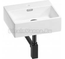 Накладная раковина Wellsee Graceful Pro 201001307 43 глянцевая белая, матовая черная, прямоугольная, фаянс, с 1 отверстием под смеситель