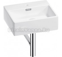 Накладная раковина Wellsee Graceful Pro 201001311 43 глянцевая белая, хром, прямоугольная, фаянс, с 1 отверстием под смеситель