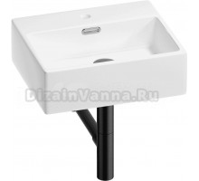 Накладная раковина Wellsee Graceful Pro 201001312 43 глянцевая белая, матовая черная, прямоугольная, фаянс, с 1 отверстием под смеситель