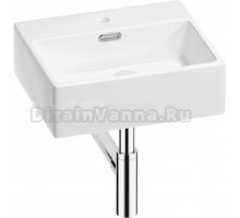 Накладная раковина Wellsee Graceful Pro 201001316 43 глянцевая белая, хром, прямоугольная, фаянс, с 1 отверстием под смеситель