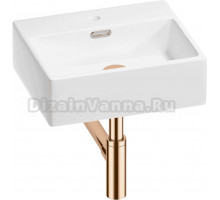 Накладная раковина Wellsee Graceful Pro 201001319 43 глянцевая белая, розовое золото, прямоугольная, фаянс, с 1 отверстием под смеситель