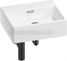 Накладная раковина Wellsee Graceful Pro 201001322 43 глянцевая белая, матовая черная, прямоугольная, фаянс, с 1 отверстием под смеситель