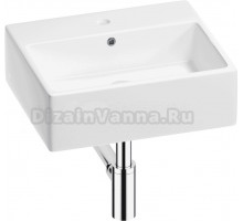 Накладная раковина Wellsee Graceful Pro 201001326 50 глянцевая белая, хром, прямоугольная, фаянс, с 1 отверстием под смеситель