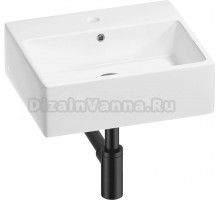 Накладная раковина Wellsee Graceful Pro 201001327 50 глянцевая белая, матовая черная, прямоугольная, фаянс, с 1 отверстием под смеситель