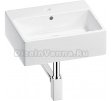 Накладная раковина Wellsee Graceful Pro 201001331 50 глянцевая белая, хром, прямоугольная, фаянс, с 1 отверстием под смеситель