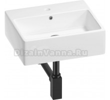 Накладная раковина Wellsee Graceful Pro 201001332 50 глянцевая белая, матовая черная, прямоугольная, фаянс, с 1 отверстием под смеситель