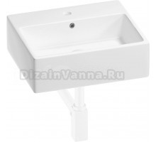 Накладная раковина Wellsee Graceful Pro 201001335 50 глянцевая белая, матовая белая, прямоугольная, фаянс, с 1 отверстием под смеситель