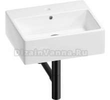 Накладная раковина Wellsee Graceful Pro 201001337 50 глянцевая белая, матовая черная, прямоугольная, фаянс, с 1 отверстием под смеситель