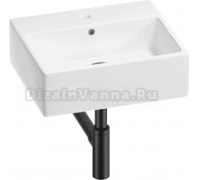 Накладная раковина Wellsee Graceful Pro 201001342 50 глянцевая белая, матовая черная, прямоугольная, фаянс, с 1 отверстием под смеситель