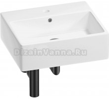 Накладная раковина Wellsee Graceful Pro 201001347 50 глянцевая белая, матовая черная, прямоугольная, фаянс, с 1 отверстием под смеситель