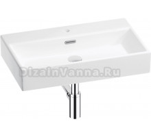 Накладная раковина Wellsee Graceful Pro 201001351 70 глянцевая белая, хром, прямоугольная, фаянс, с 1 отверстием под смеситель