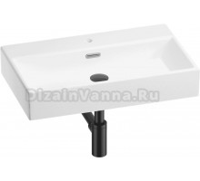 Накладная раковина Wellsee Graceful Pro 201001352 70 глянцевая белая, матовая черная, прямоугольная, фаянс, с 1 отверстием под смеситель