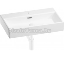 Накладная раковина Wellsee Graceful Pro 201001355 70 глянцевая белая, матовая белая, прямоугольная, фаянс, с 1 отверстием под смеситель