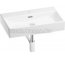 Накладная раковина Wellsee Graceful Pro 201001356 70 глянцевая белая, хром, прямоугольная, фаянс, с 1 отверстием под смеситель