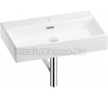 Накладная раковина Wellsee Graceful Pro 201001361 70 глянцевая белая, хром, прямоугольная, фаянс, с 1 отверстием под смеситель