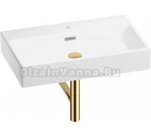 Накладная раковина Wellsee Graceful Pro 201001363 70 глянцевая белая, золото, прямоугольная, фаянс, с 1 отверстием под смеситель
