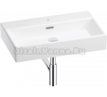 Накладная раковина Wellsee Graceful Pro 201001366 70 глянцевая белая, хром, прямоугольная, фаянс, с 1 отверстием под смеситель