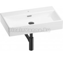 Накладная раковина Wellsee Graceful Pro 201001367 70 глянцевая белая, матовая черная, прямоугольная, фаянс, с 1 отверстием под смеситель