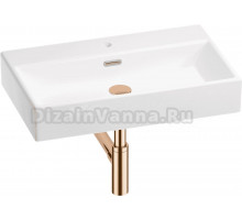 Накладная раковина Wellsee Graceful Pro 201001369 70 глянцевая белая, розовое золото, прямоугольная, фаянс, с 1 отверстием под смеситель