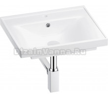 Мебельная раковина Wellsee FreeDom 201001406 50 накладная, глянцевая белая, хром, прямоугольная, фаянс