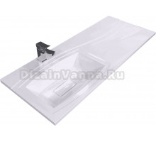 Раковина над стиральной машиной Uperwood Bon 120 левая глянцевая белая, прямоугольная, литьевой мрамор, со столешницей справа, с комплектом кронштейнов