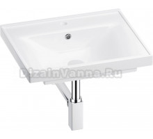 Мебельная раковина Wellsee FreeDom 201001431 55 накладная, глянцевая белая, хром, прямоугольная, фаянс