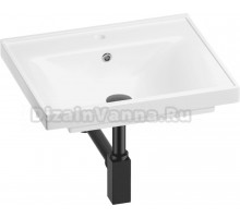 Мебельная раковина Wellsee FreeDom 201001432 55 накладная, глянцевая белая, матовая черная, прямоугольная, фаянс