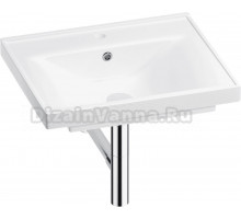 Мебельная раковина Wellsee FreeDom 201001436 55 накладная, глянцевая белая, хром, прямоугольная, фаянс