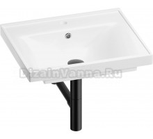 Мебельная раковина Wellsee FreeDom 201001437 55 накладная, глянцевая белая, матовая черная, прямоугольная, фаянс