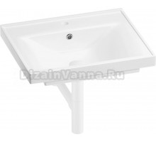 Мебельная раковина Wellsee FreeDom 201001440 55 накладная, глянцевая белая, матовая белая, прямоугольная, фаянс