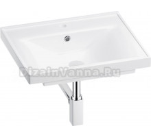 Мебельная раковина Wellsee FreeDom 201001456 60 накладная, глянцевая белая, хром, прямоугольная, фаянс